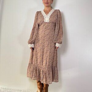 Pre-loved Pink Floral Prairie Dress - Size S/M